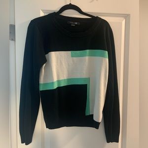 Forever 21 black green and white geometric sweater size large